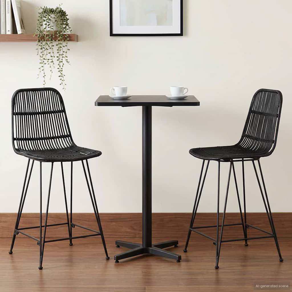 Barbænk 2 stk Sort 44 x 54 x 96 cm Rattan og Stål billede