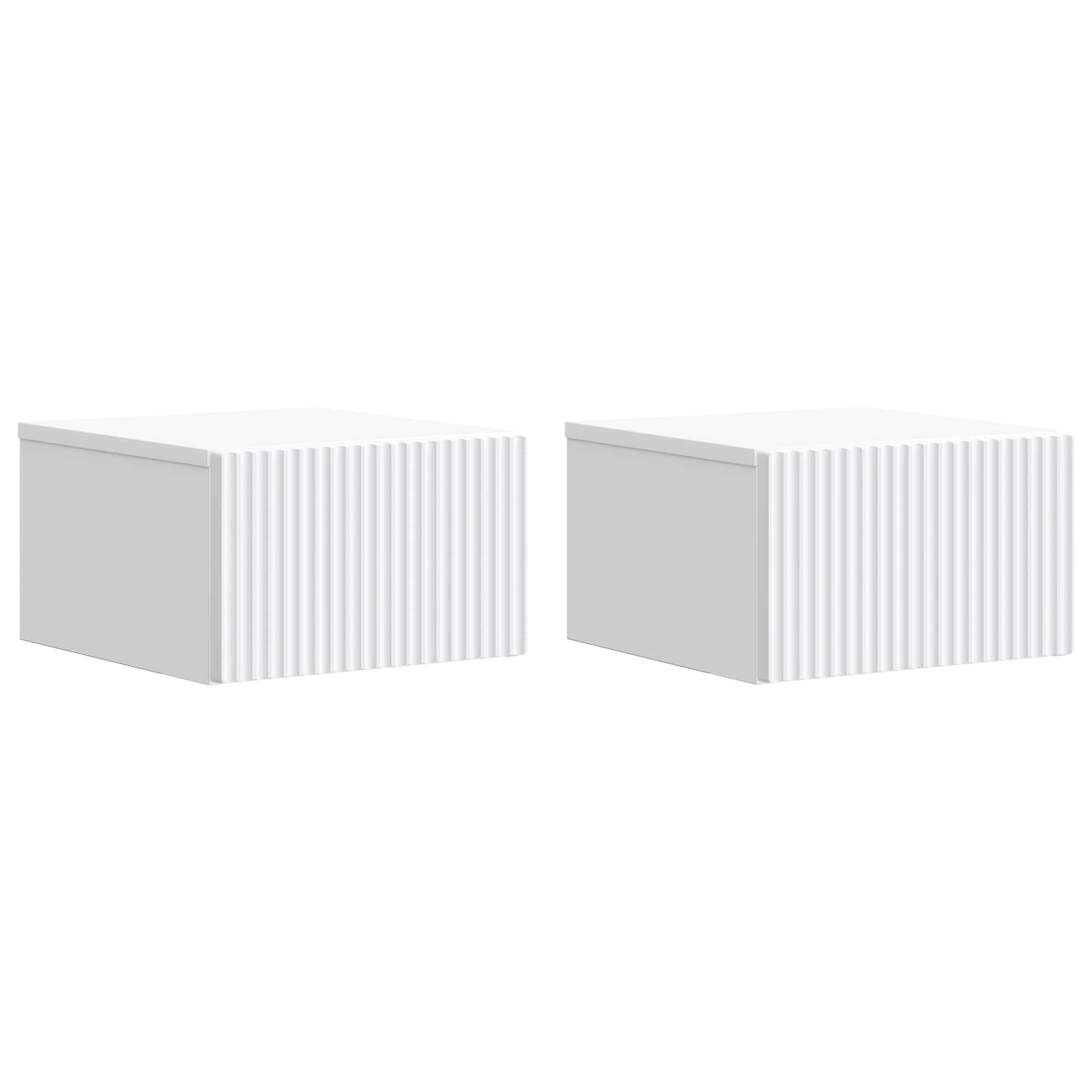 Væghængt Natbord 2 stk Hvid 33 x 34,5 x 20 cm Konstrueret træ billede
