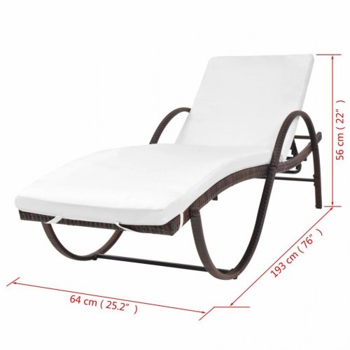 Liggestole 2 stk. med bord polyrattan brun