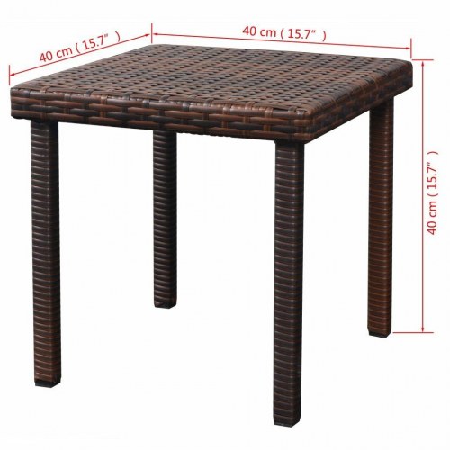 Liggestole 2 stk. med bord polyrattan brun