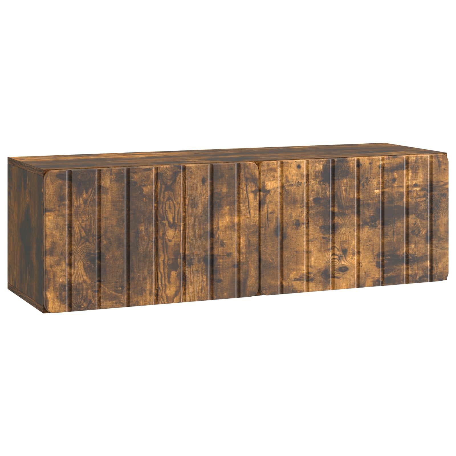 Væghængt TV-skab Røget eg 98 x 31 x 30 cm Konstrueret træ billede