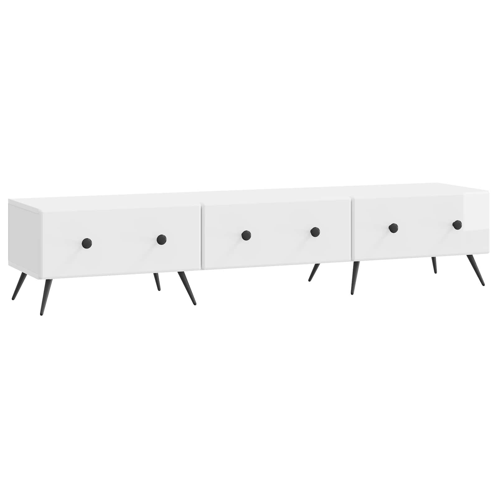 TV-skab Hvid højglans 147 x 34,5 x 30 cm Konstrueret træ billede