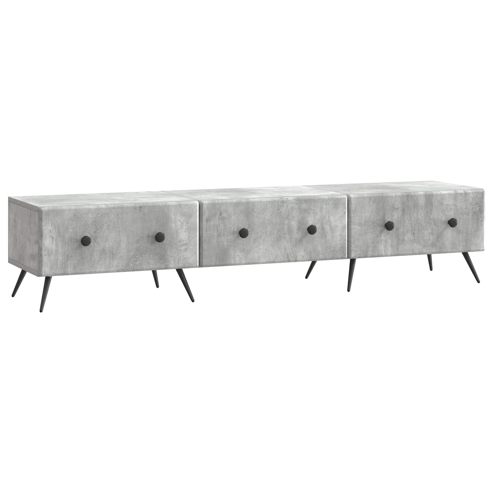 TV-skab med skuffe Betongrå 147 x 34,5 x 30 cm Konstrueret træ billede