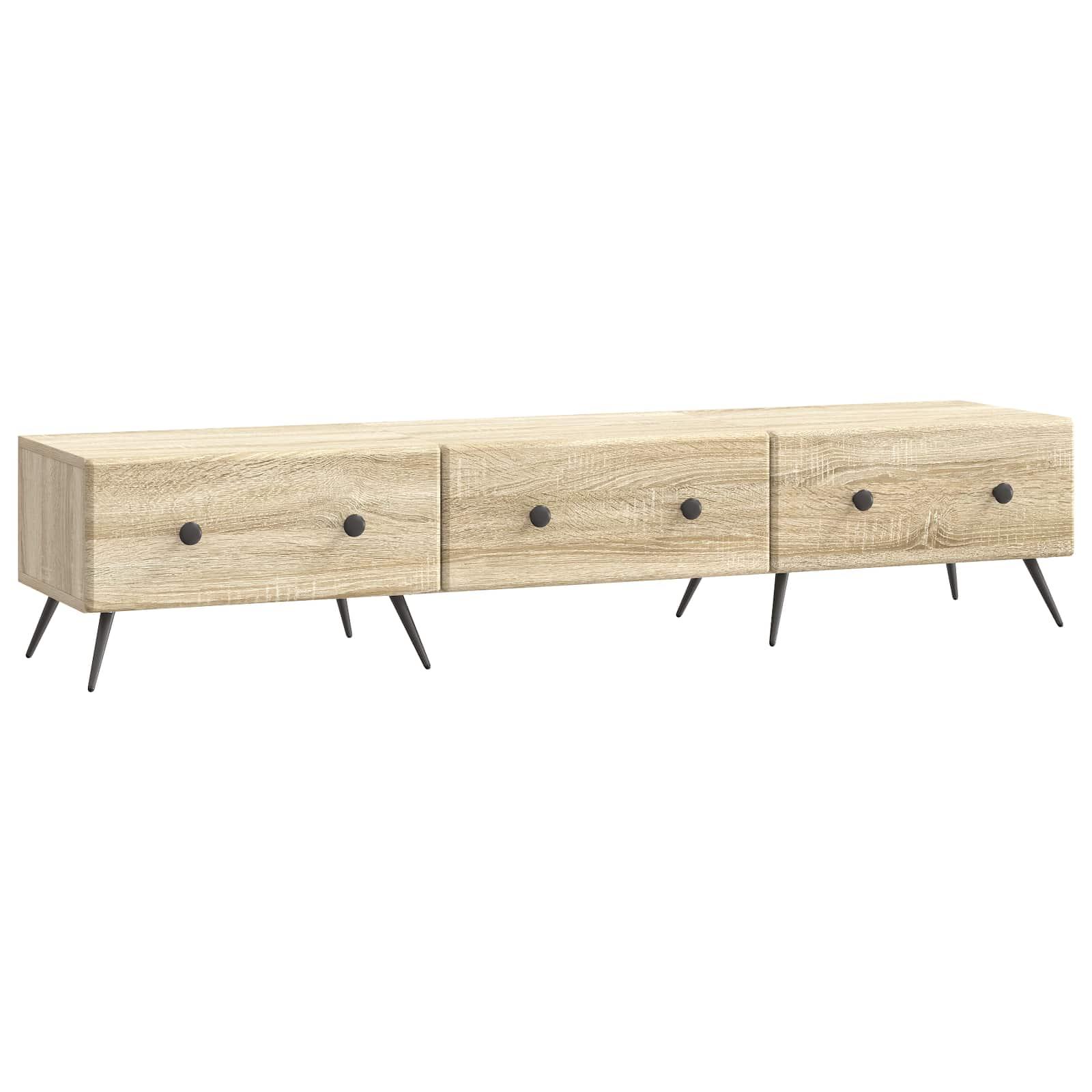 TV-skab med skuffe Sonoma-eg 147 x 34,5 x 30 cm Konstrueret træ billede
