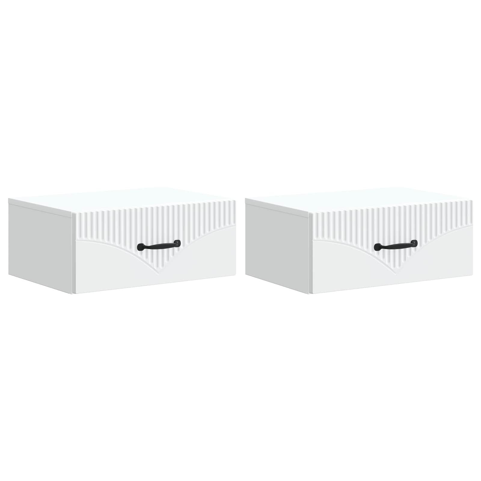 Væghængt Natbord 2 stk Hvid 49 x 34,5 x 20 cm Konstrueret træ billede