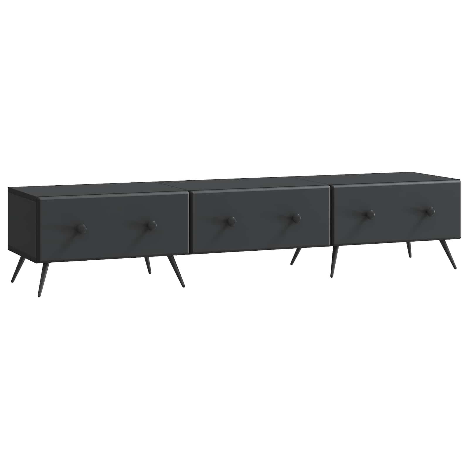 TV-skab med skuffe Sort 147 x 34,5 x 30 cm Konstrueret træ billede