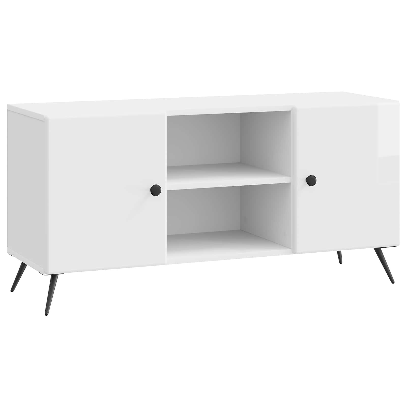 TV-skab Hvid højglans 102 x 34,5 x 50 cm Konstrueret træ billede