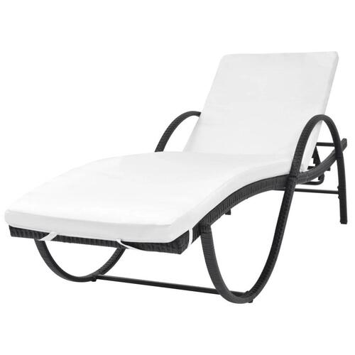 Liggestole 2 stk. med bord polyrattan sort