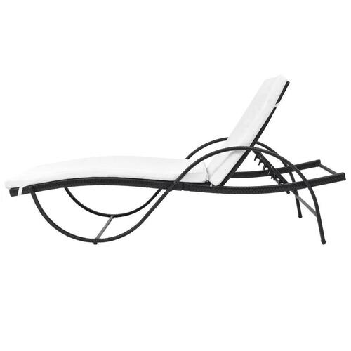 Liggestole 2 stk. med bord polyrattan sort
