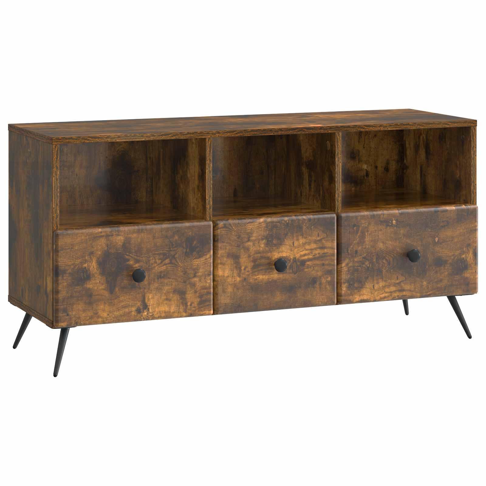 TV-skab med skuffe Røget eg 102 x 34,5 x 50 cm Konstrueret træ billede