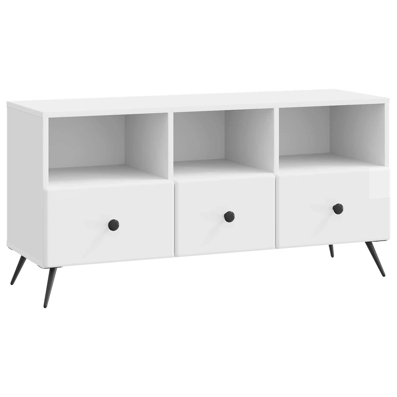 TV-skab Hvid højglans 102 x 34,5 x 50 cm Konstrueret træ billede