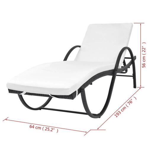 Liggestole 2 stk. med bord polyrattan sort