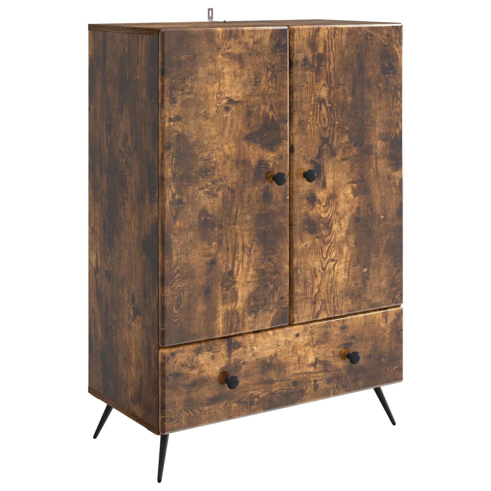 Sidebord med skuffe Røget eg 66 x 34,5 x 95 cm Konstrueret træ billede