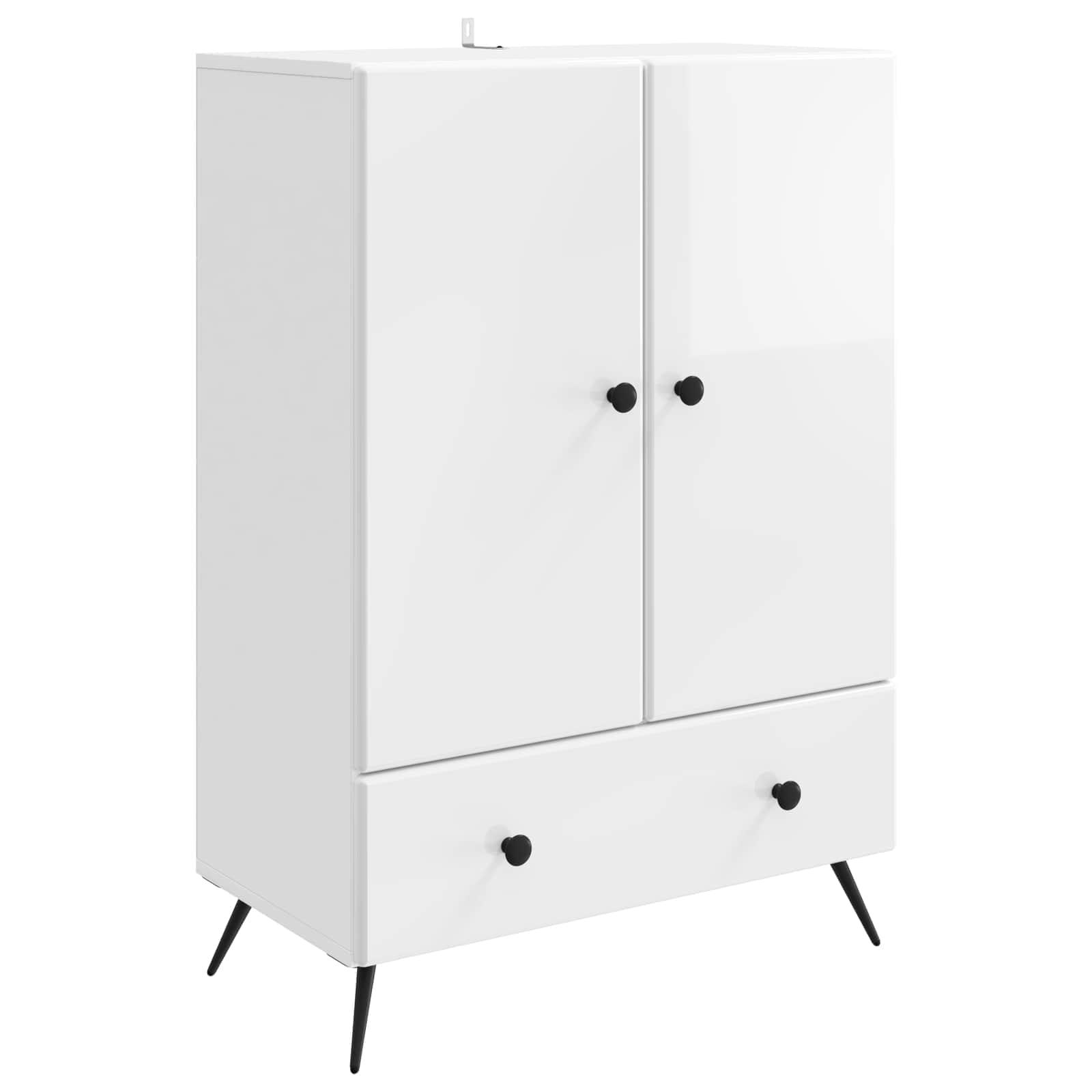 Sidebord Hvid højglans 66 x 34,5 x 95 cm Konstrueret træ billede