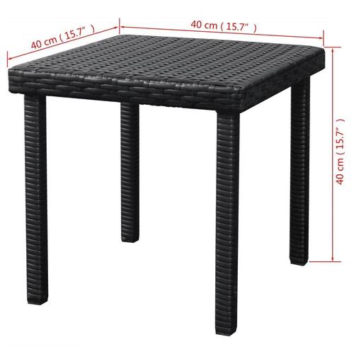 Liggestole 2 stk. med bord polyrattan sort