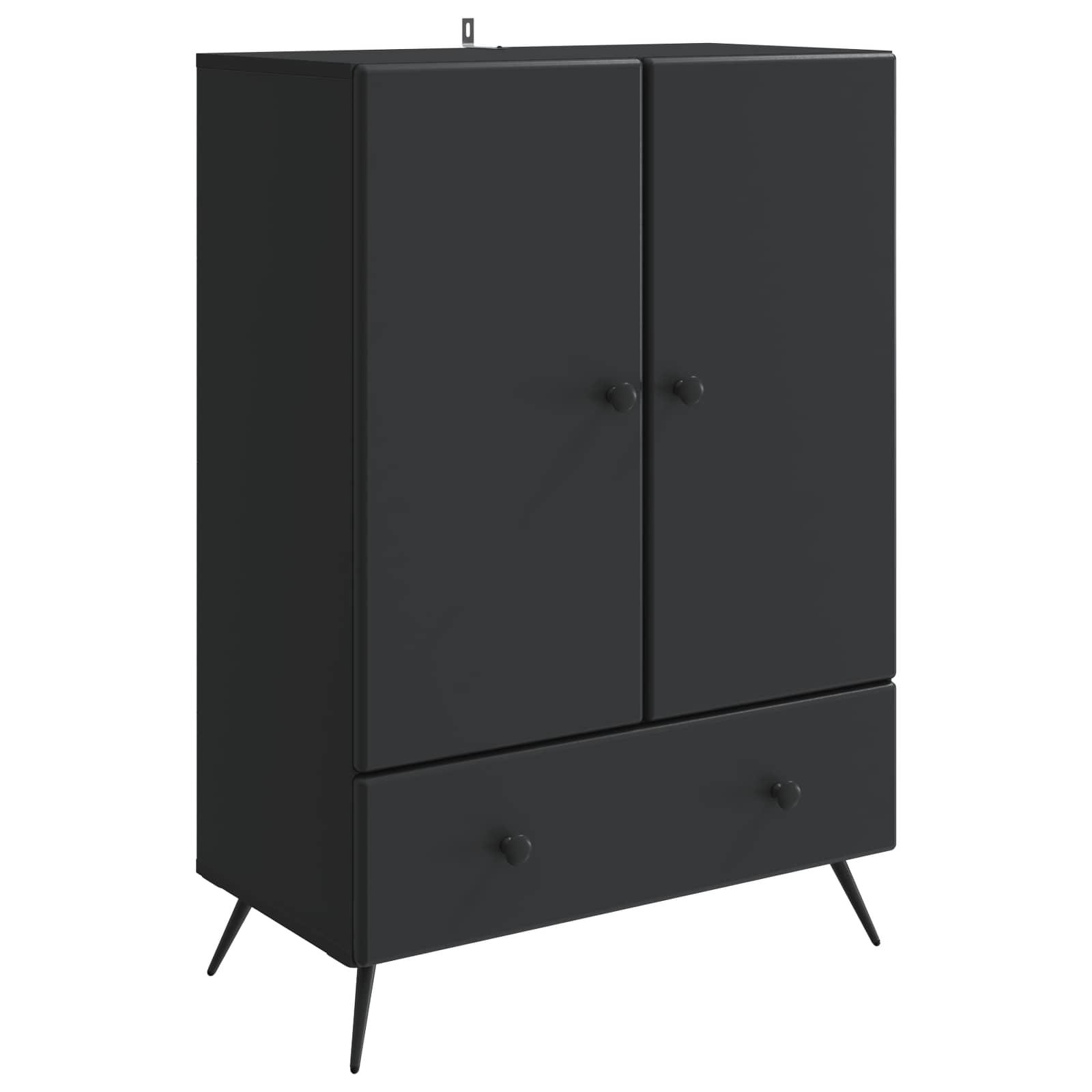 Sidebord med skuffe Sort 66 x 34,5 x 95 cm Konstrueret træ billede