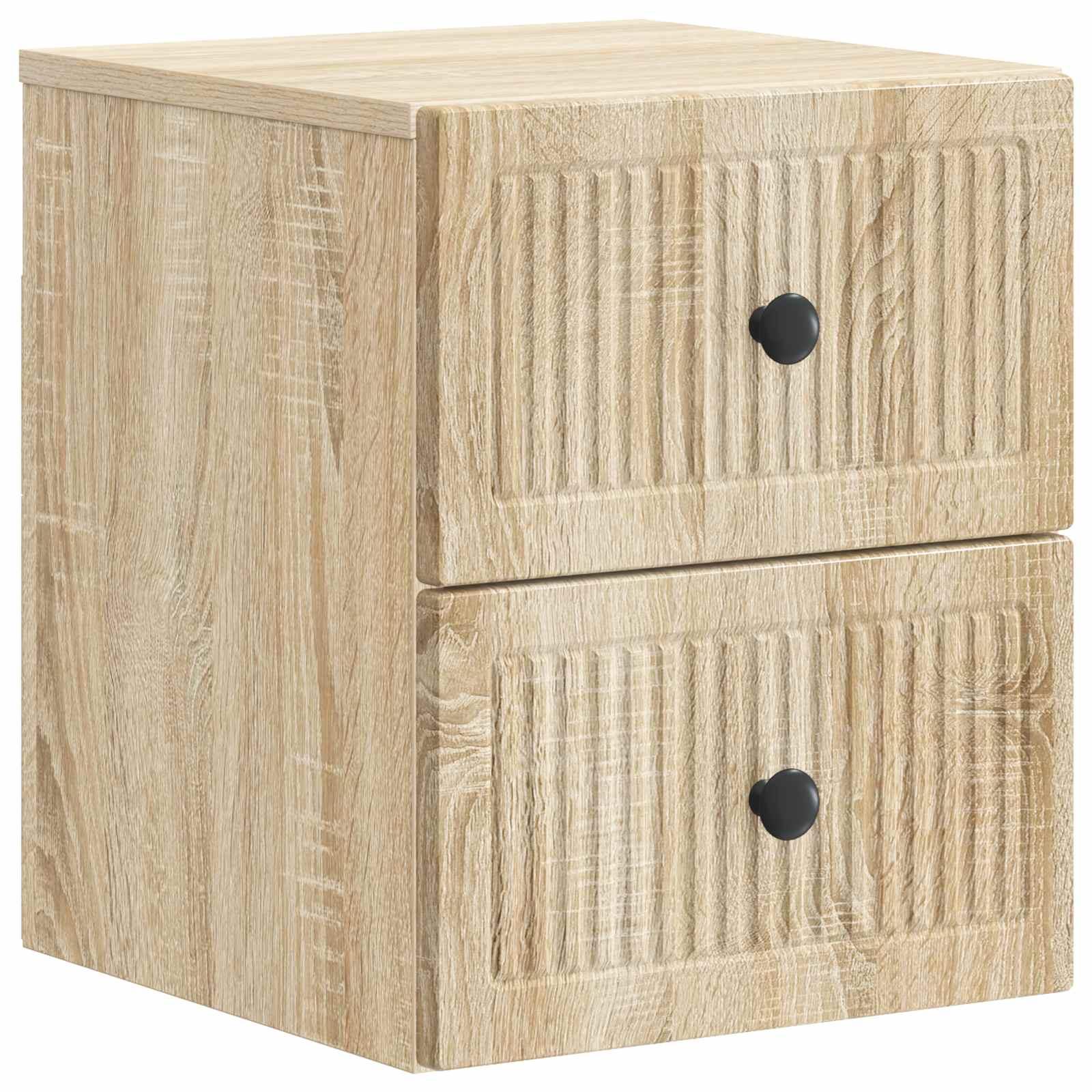 Væghængt Natbord Sonoma-eg 33 x 34,5 x 40 cm Konstrueret træ billede