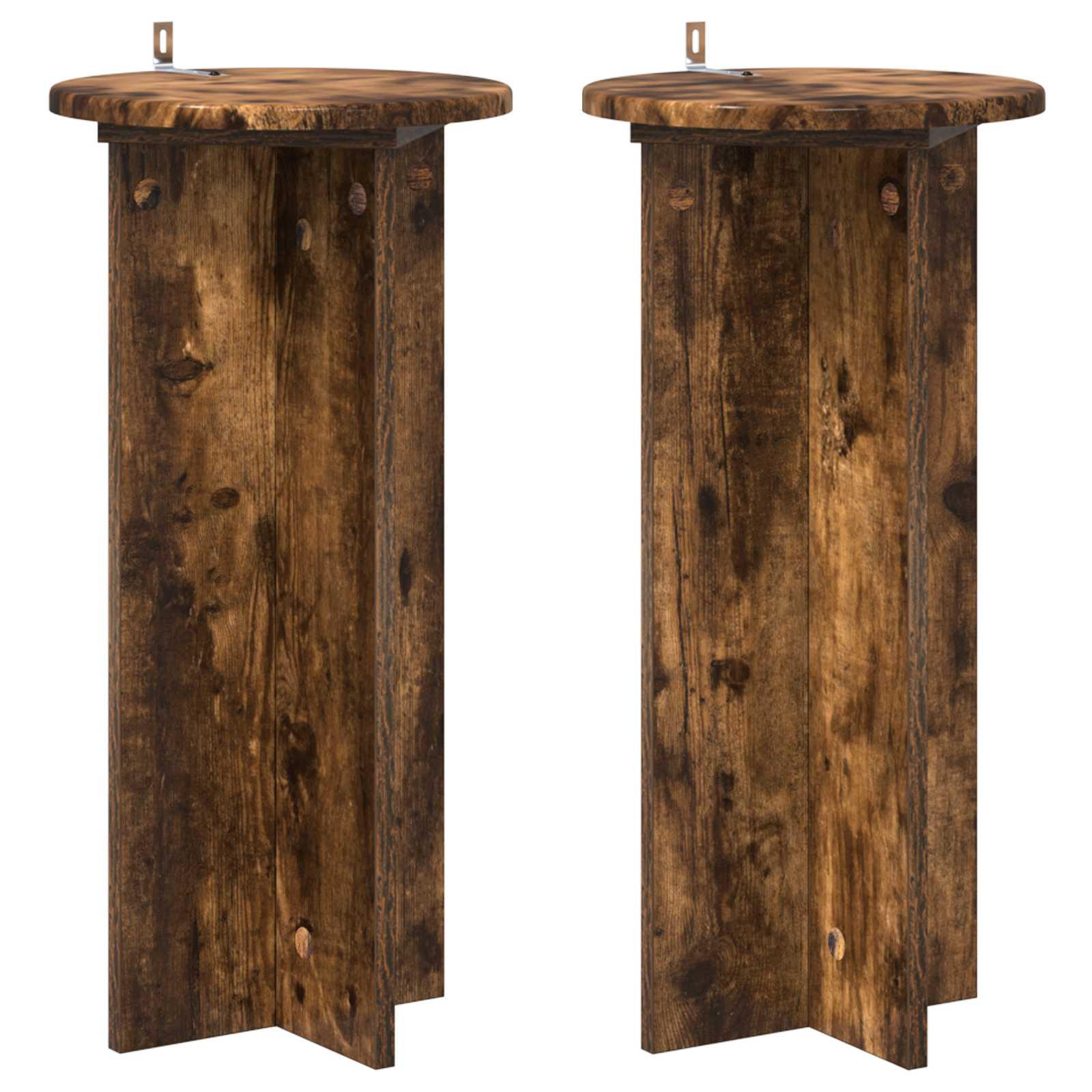 Planteholder sæt - 2 stk i røget eg, 29,5 × 29,5 × 60 cm, konstrueret træ billede