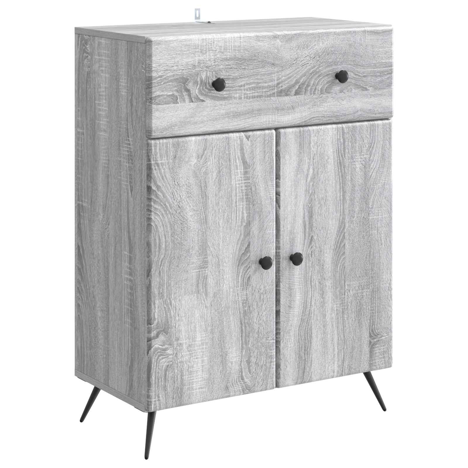 Sidebord Grå sonoma-eg 66 x 34,5 x 90 cm Konstrueret træ billede