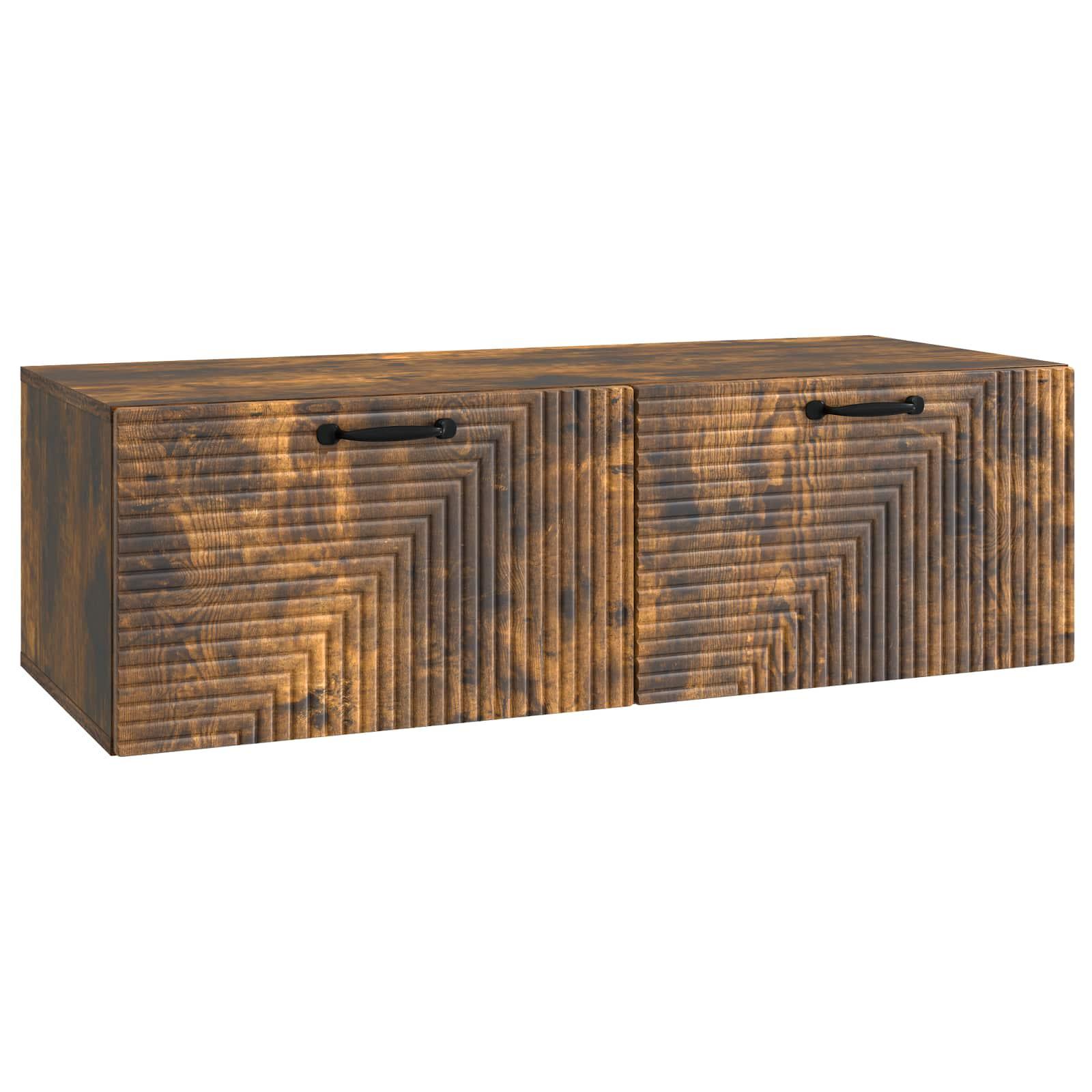 Væghængt TV-skab Røget eg 98 x 41 x 30 cm Konstrueret træ billede
