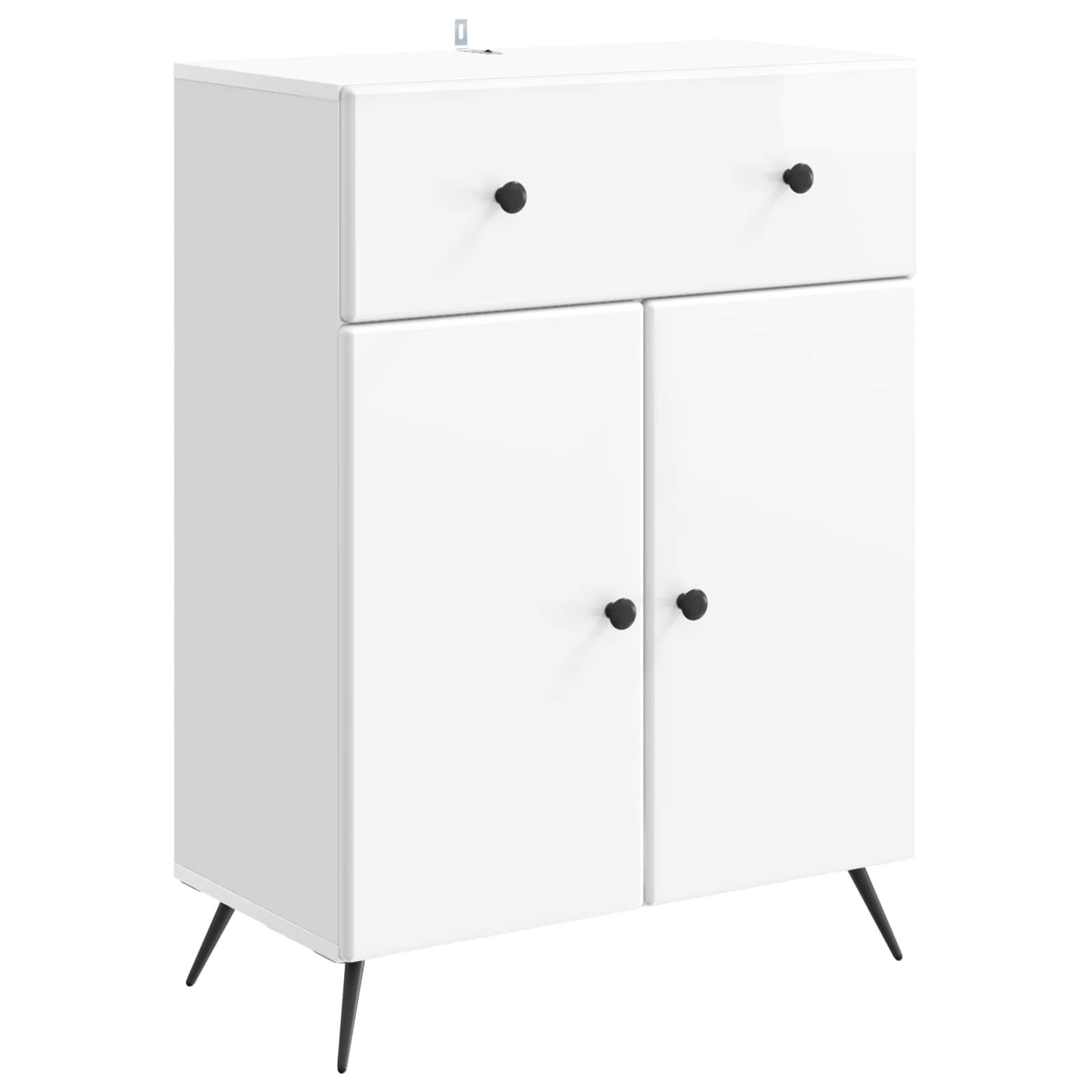 Sidebord Hvid højglans 66 x 34,5 x 90 cm Konstrueret træ billede
