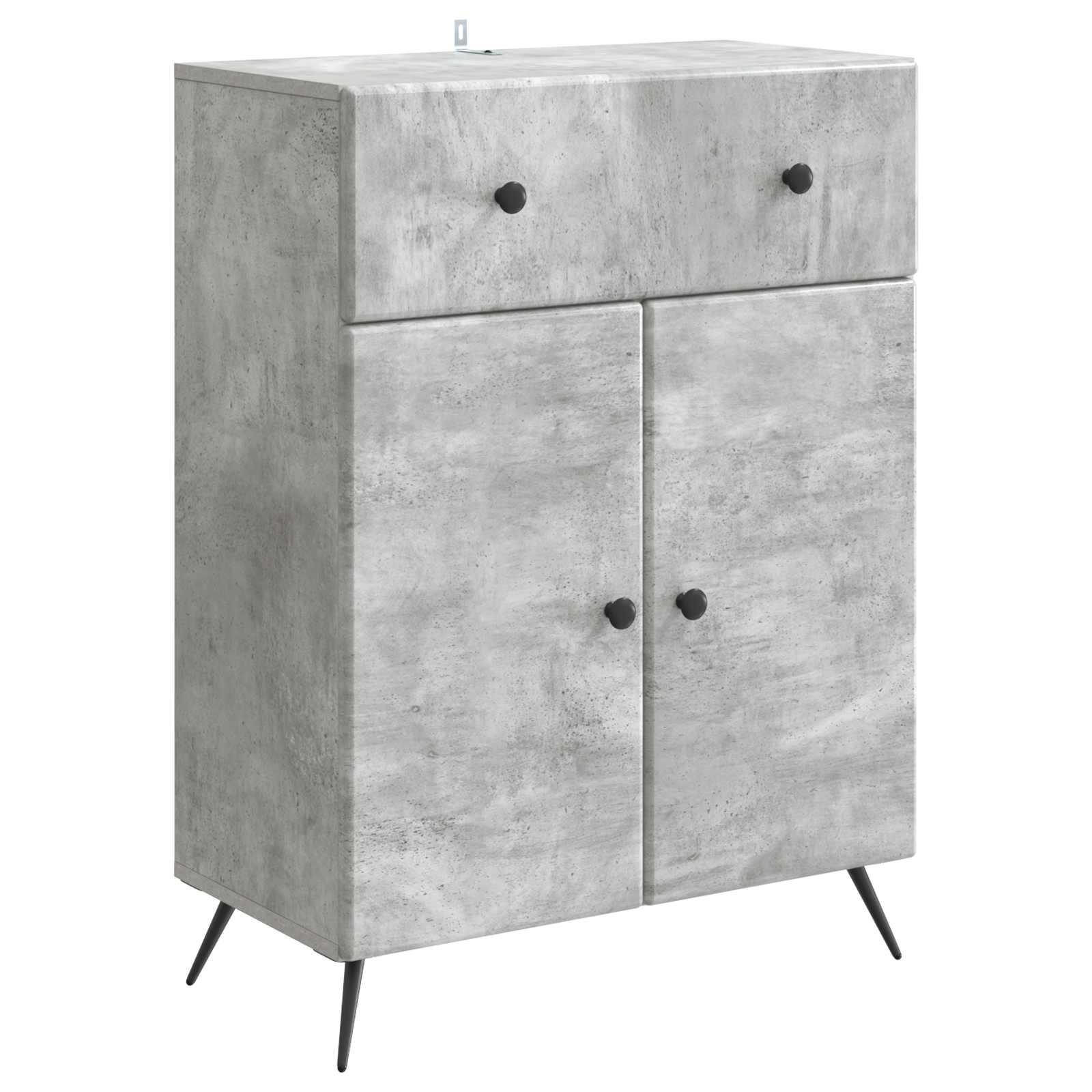 Sidebord med skuffe Betongrå 66 x 34,5 x 90 cm Konstrueret træ billede