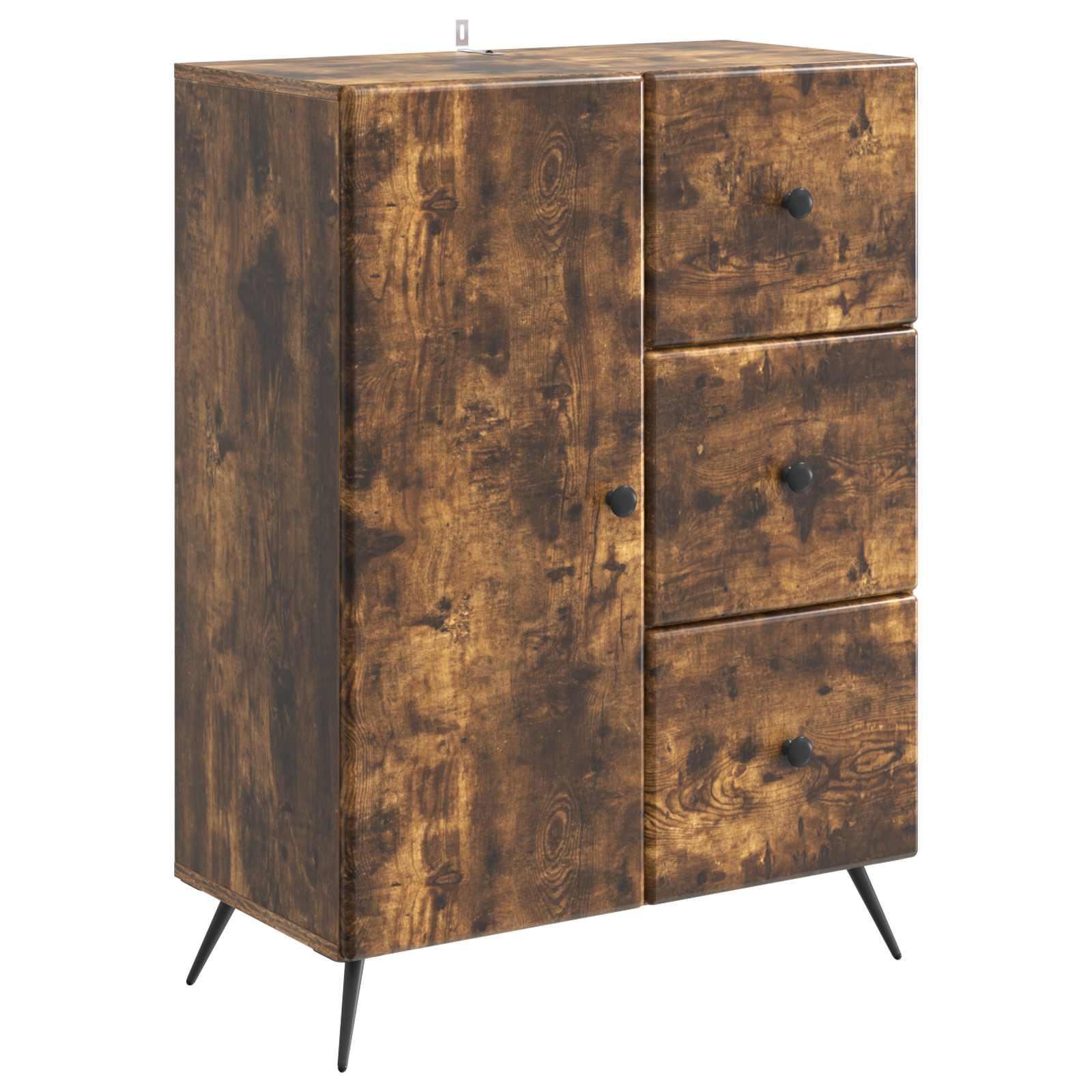 Sidebord med skuffe Røget eg 66 x 34,5 x 90 cm Konstrueret træ billede