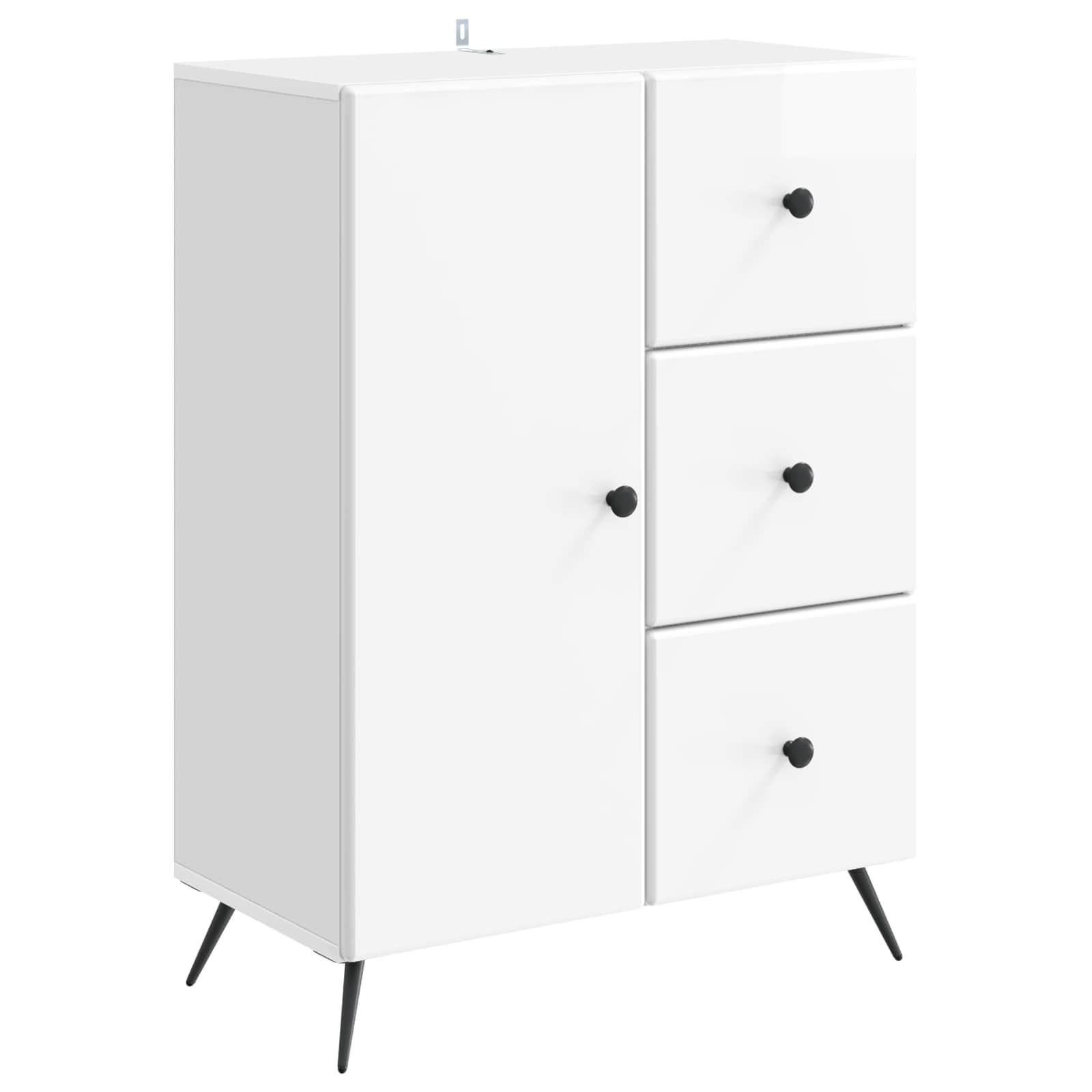 Sidebord Hvid højglans 66 x 34,5 x 90 cm Konstrueret træ billede