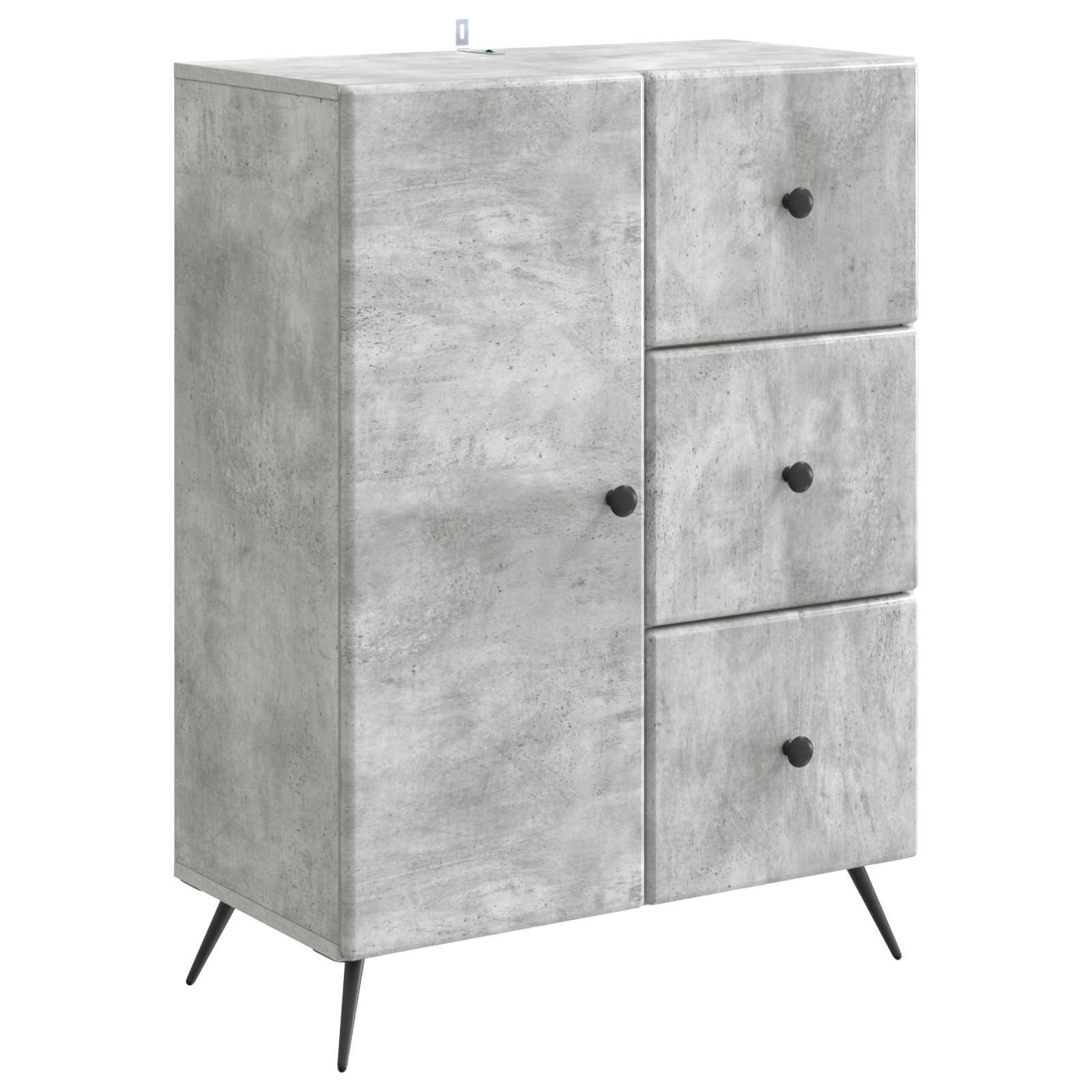 Sidebord med skuffe Betongrå 66 x 34,5 x 90 cm Konstrueret træ billede