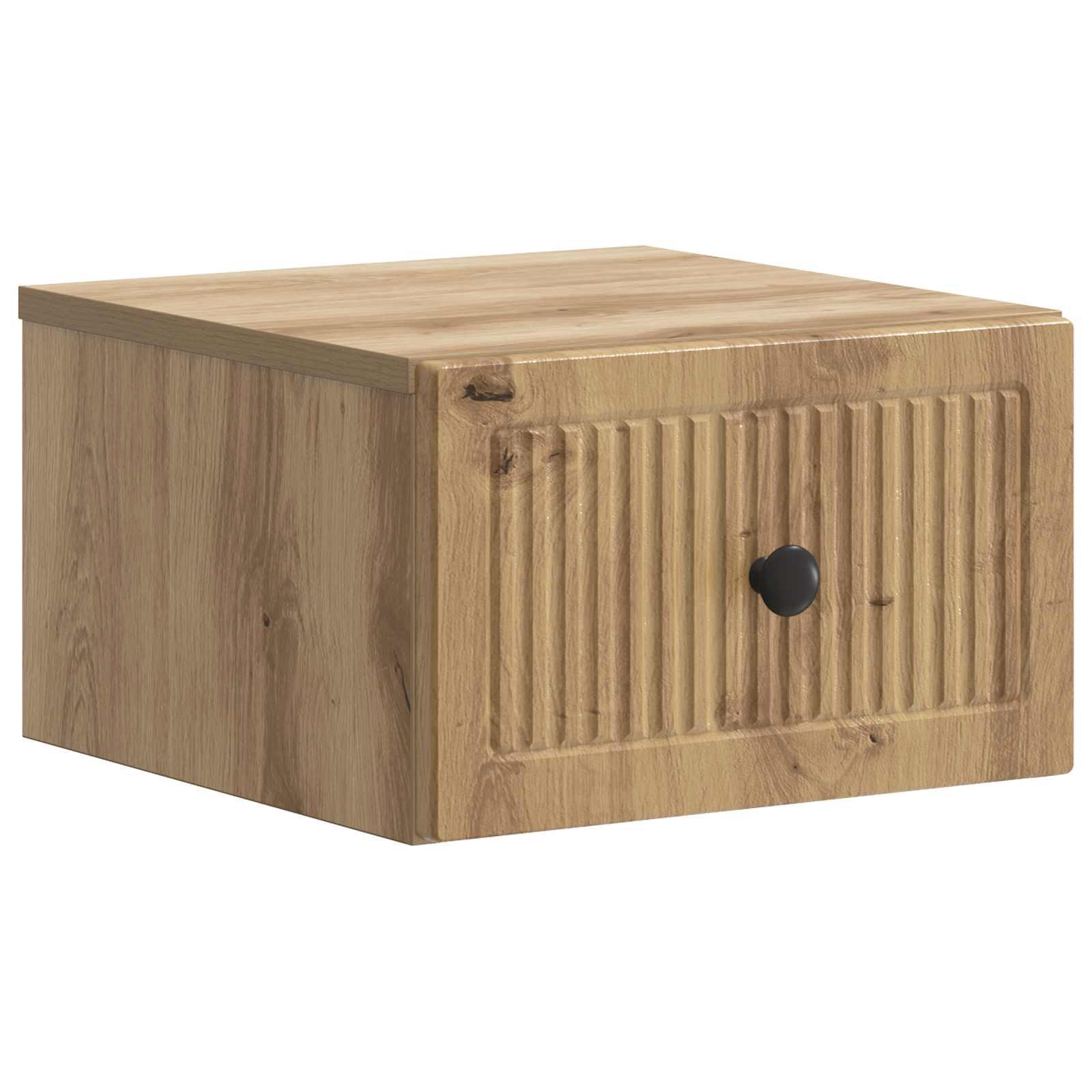 Væghængt natbord i artisan-eg - konstrueret træ, 33 × 34,5 × 20 cm billede