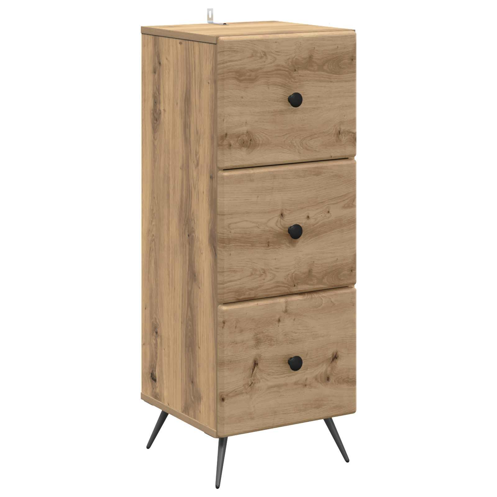 Skuffeskab i konstrueret træ - Artisan-eg 33 × 34,5 × 90 cm med 3 skuffer