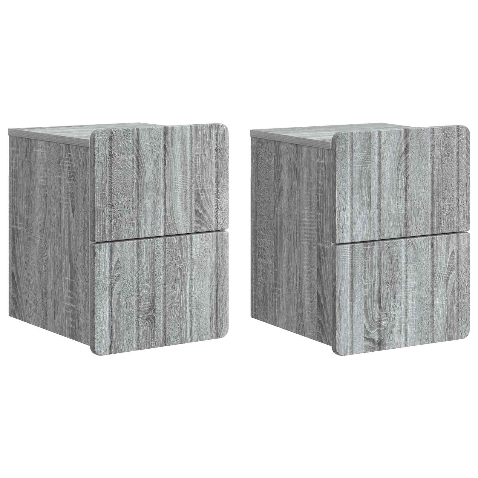 Væghængt Natbord 2 stk Grå sonoma-eg 33 x 34,5 x 43 cm billede