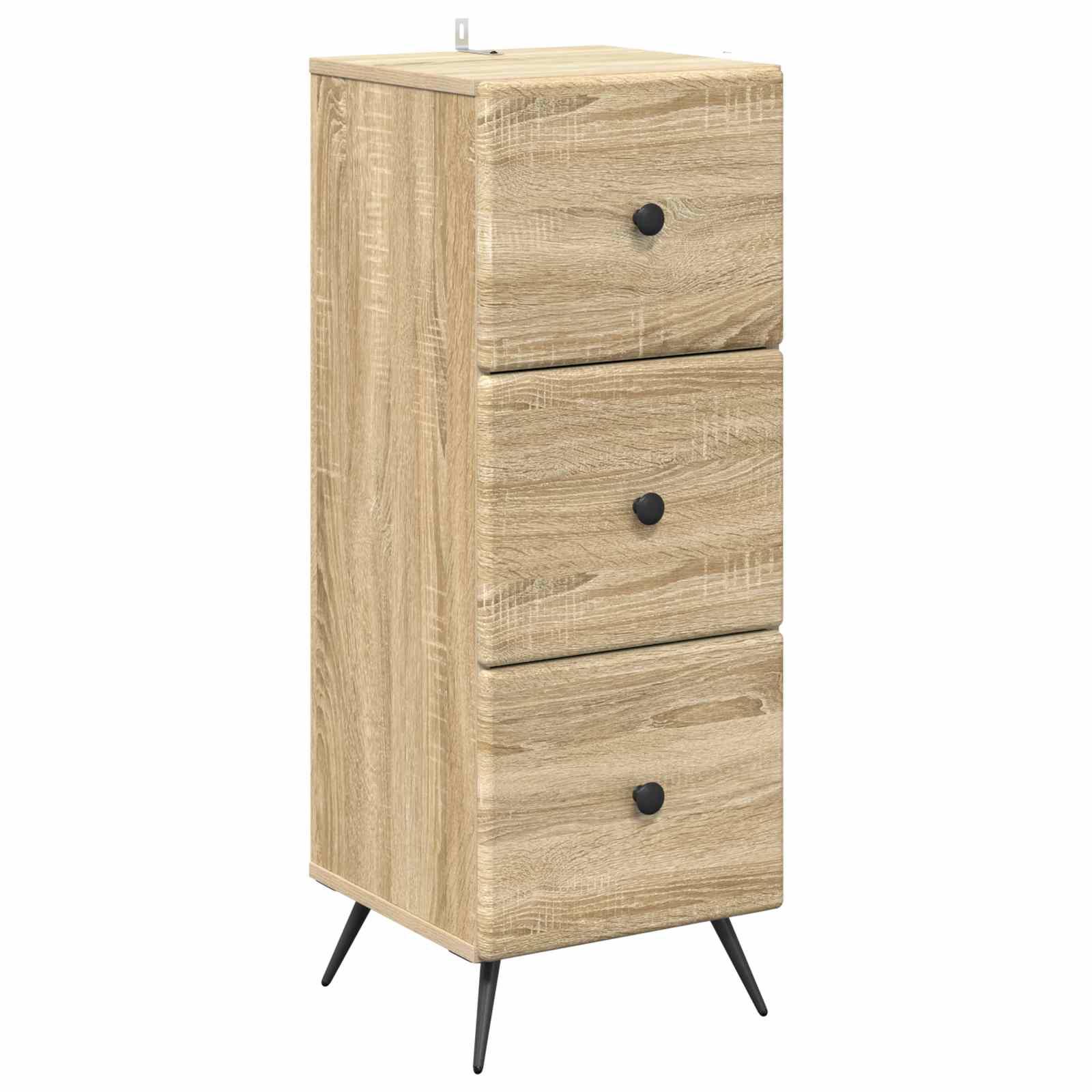 Skuffeskab i sonoma-eg - 33 × 34,5 × 90 cm, konstrueret træ