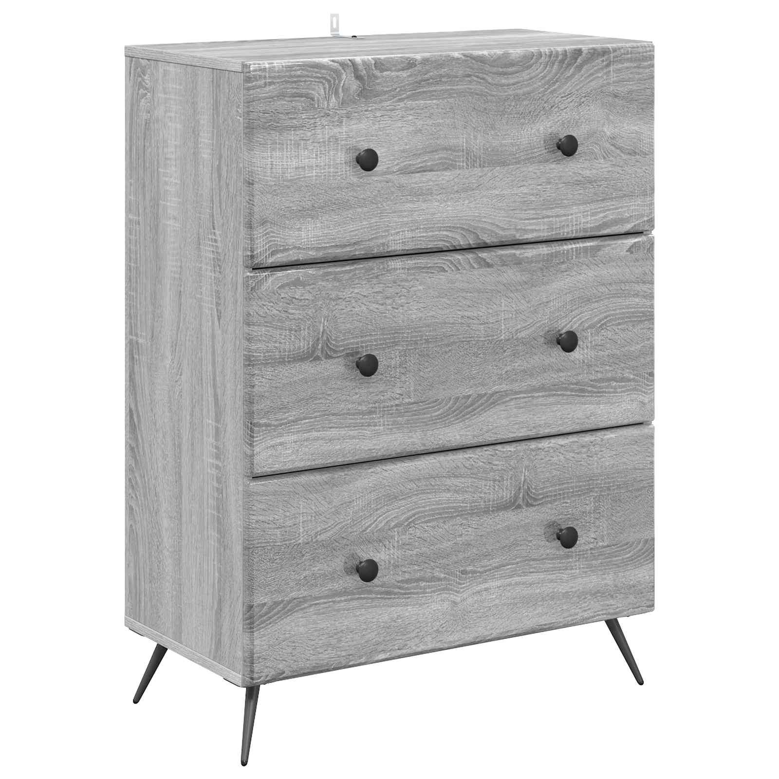 Skuffeskab i grå sonoma-eg - 66 × 34,5 × 90 cm, konstrueret træ