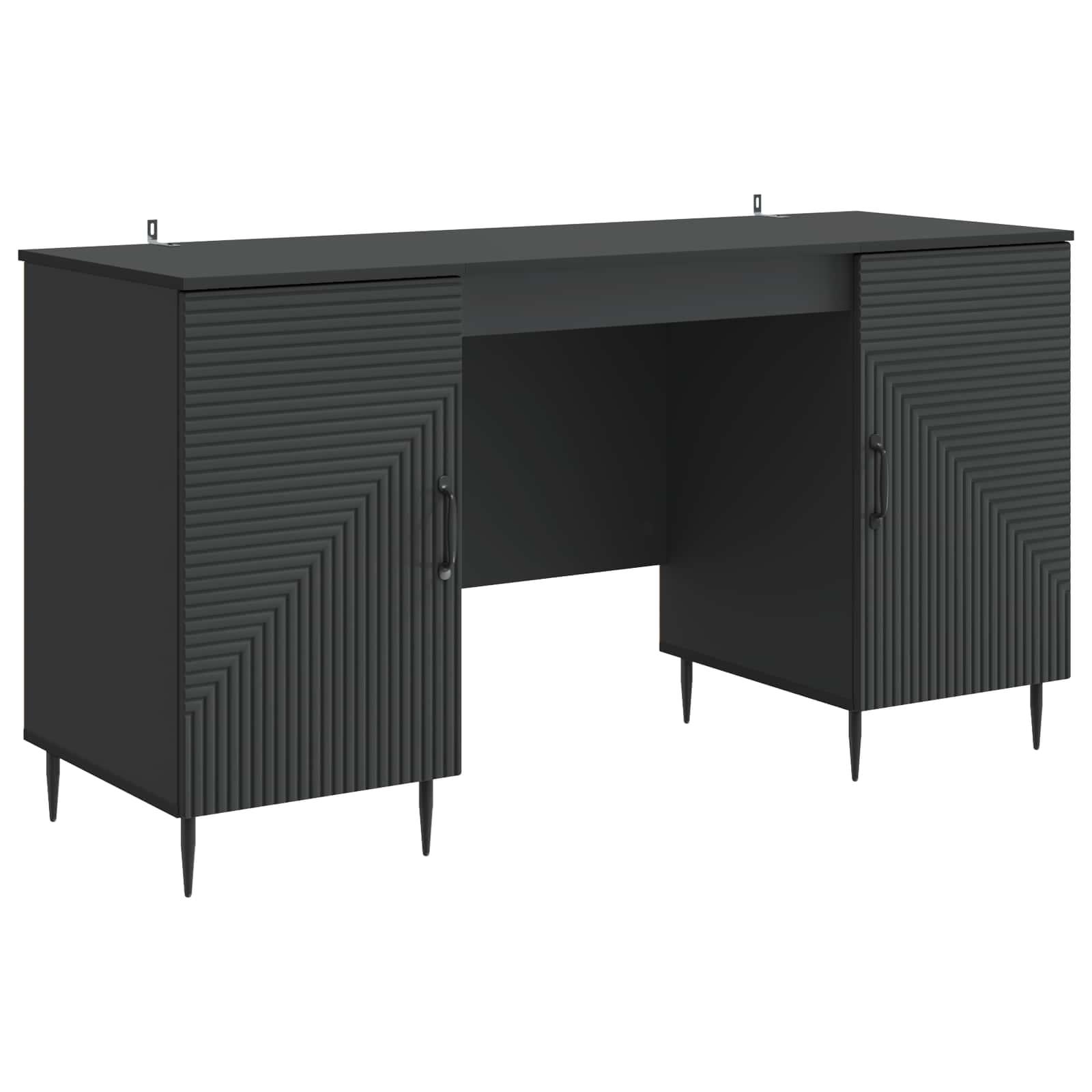 Bord med hylde med dør Sort 142,5 x 50 x 75 cm Konstrueret træ billede