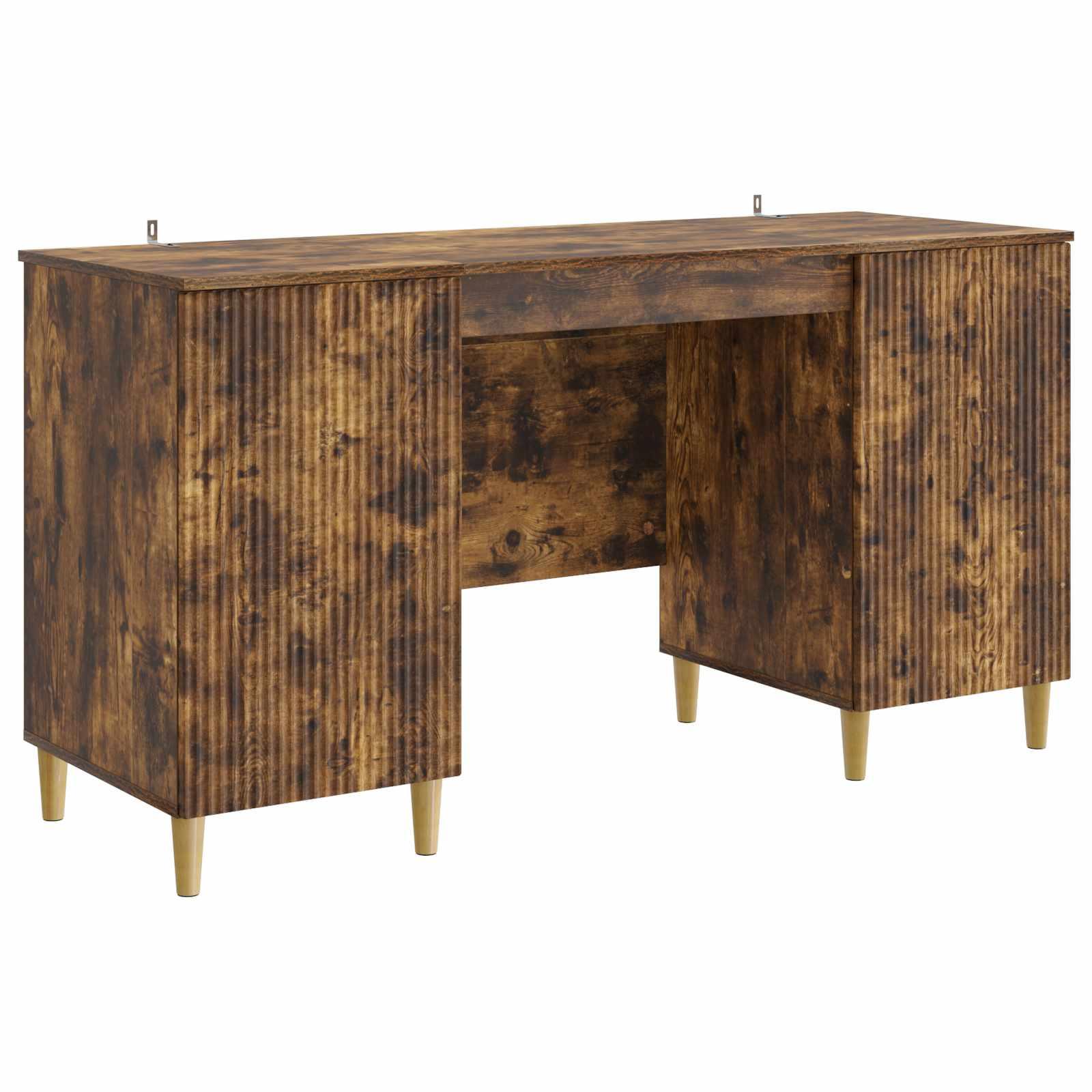 Bord med hylde Røget eg 142,5 x 50 x 75 cm Konstrueret træ billede