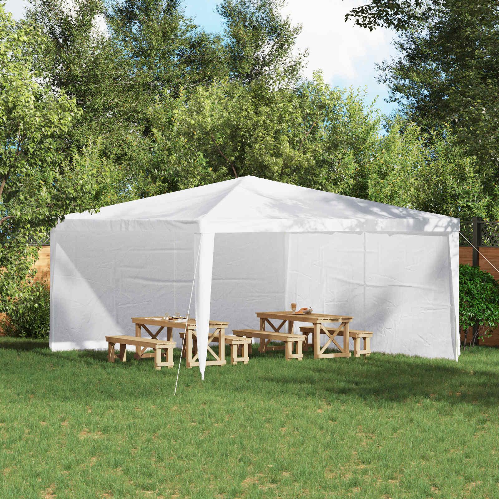 Festasidevæg 2 stk Hvid 400 x 195 cm PE og stål billede
