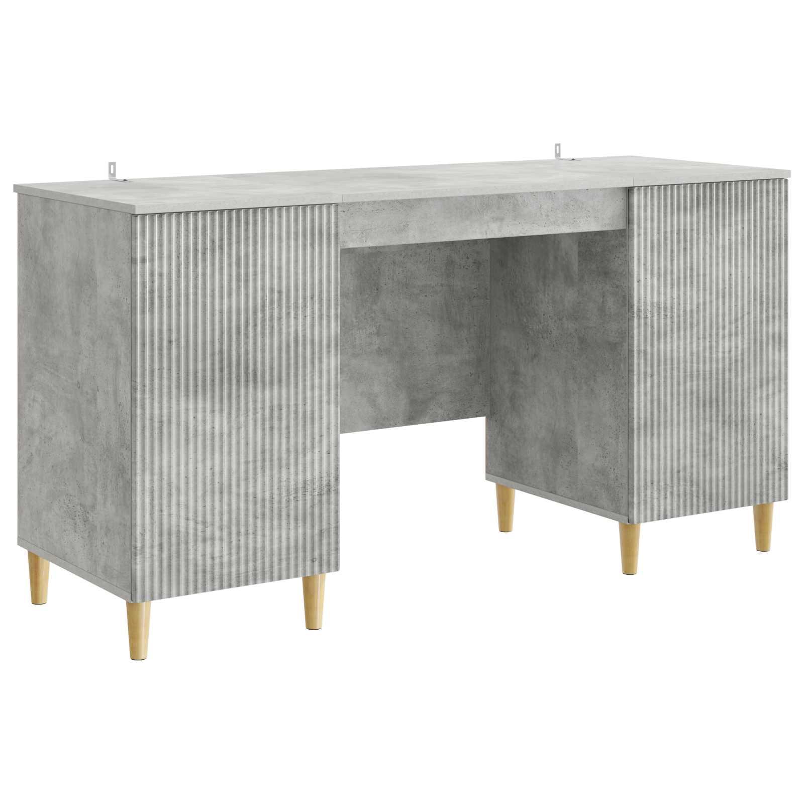 Bord med hylde Betongrå 142,5 x 50 x 75 cm Konstrueret træ billede