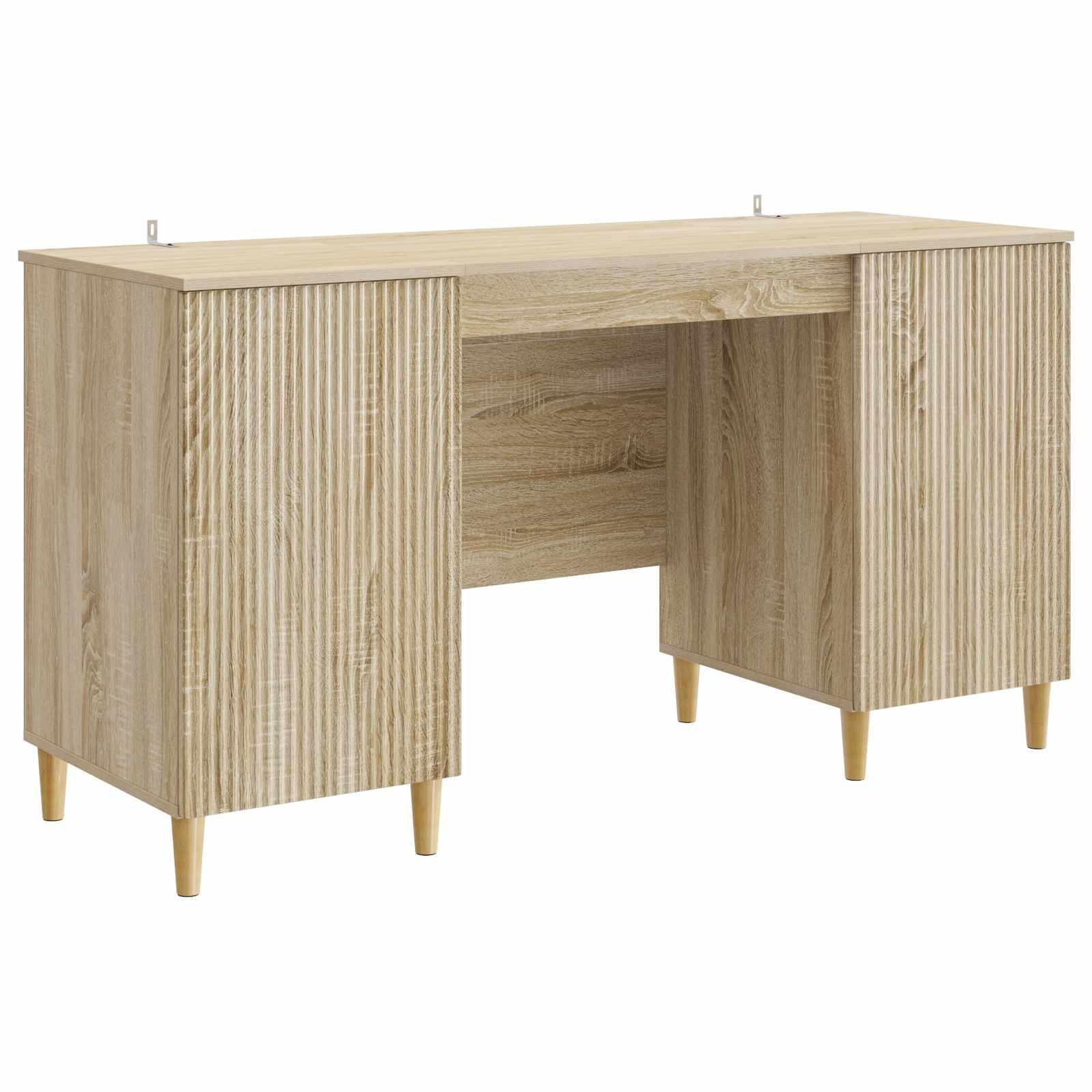 Bord med hylde Sonoma-eg 142,5 x 50 x 75 cm Konstrueret træ billede
