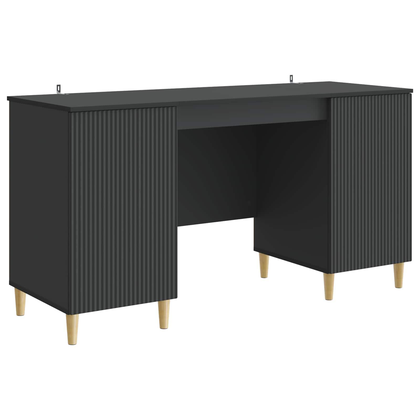 Bord med hylde med dør Sort 142,5 x 50 x 75 cm Konstrueret træ billede
