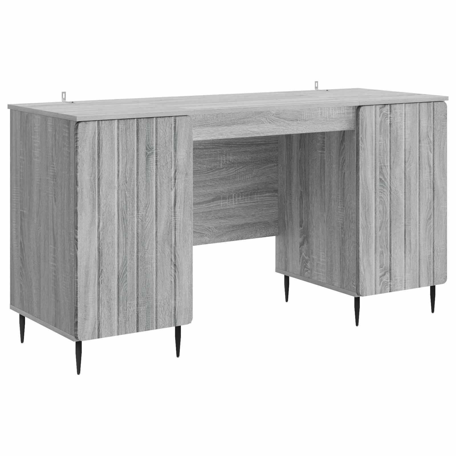 Skrivebord med hylde - grå sonoma-eg, 142,5 × 50 × 75 cm, konstrueret træ billede