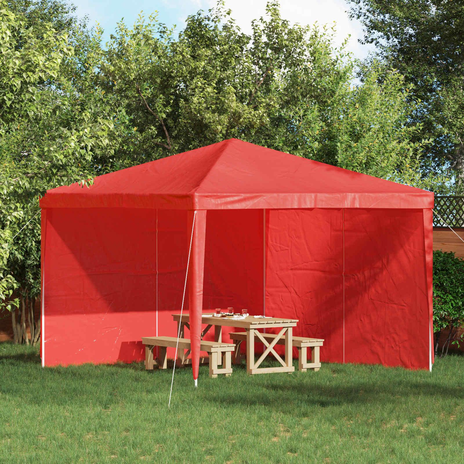 Festasidevæg 2 stk Rød 300 x 195 cm PE og stål billede