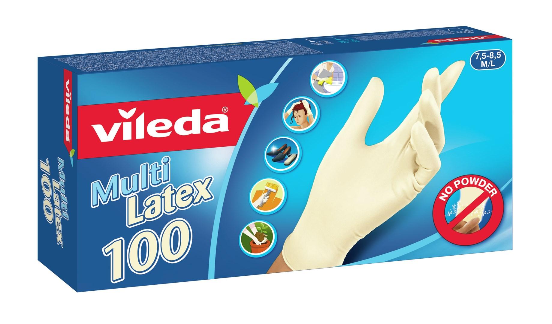 Vileda Multi Latex engangshandsker M/L - beige, 100 stk billede