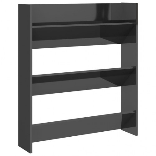 Væghængt skoreol 80x18x90 cm konstrueret træ grå højglans