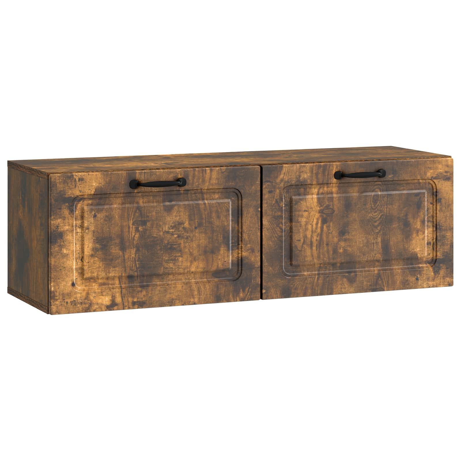 Væghængt TV-skab Røget eg 98 x 31 x 30 cm Konstrueret træ billede