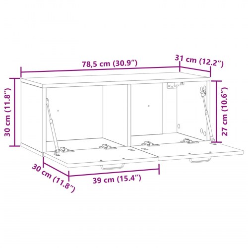 Væghængt TV-skab Røget eg 78,5 x 31 x 30 cm Konstrueret træ