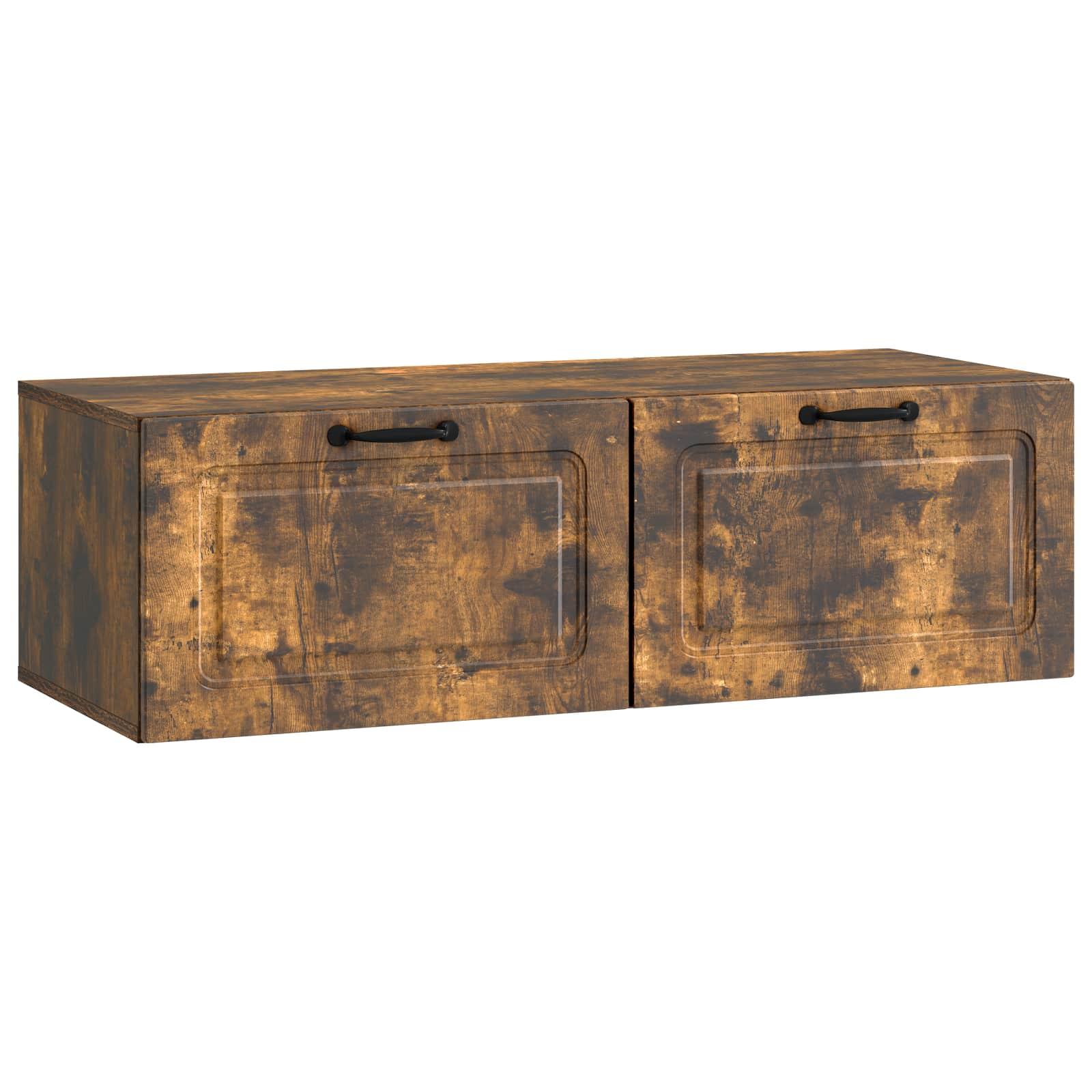 Væghængt TV-skab Røget eg 98 x 41 x 30 cm Konstrueret træ billede