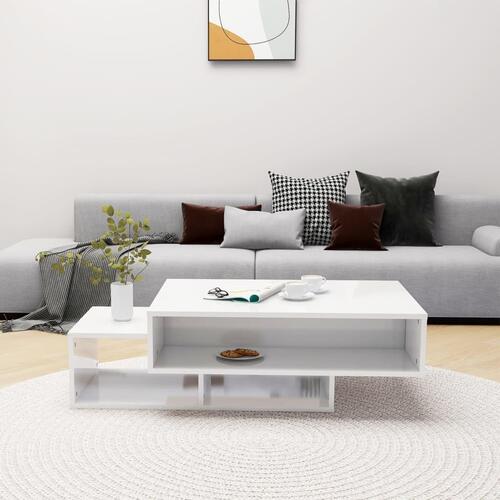 Sofabord 2 stk. 105x55x32 cm konstrueret træ hvid højglans