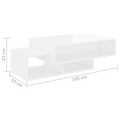 Sofabord 2 stk. 105x55x32 cm konstrueret træ hvid højglans