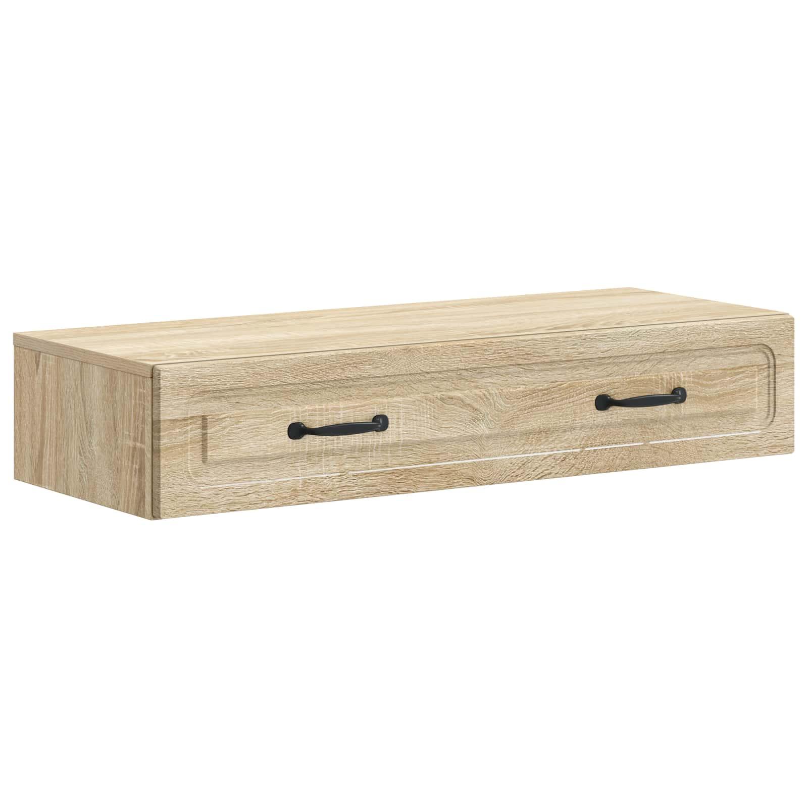 Væghængt sideskab i sonoma-eg - 87,5 × 34,5 × 17 cm, konstrueret træ billede
